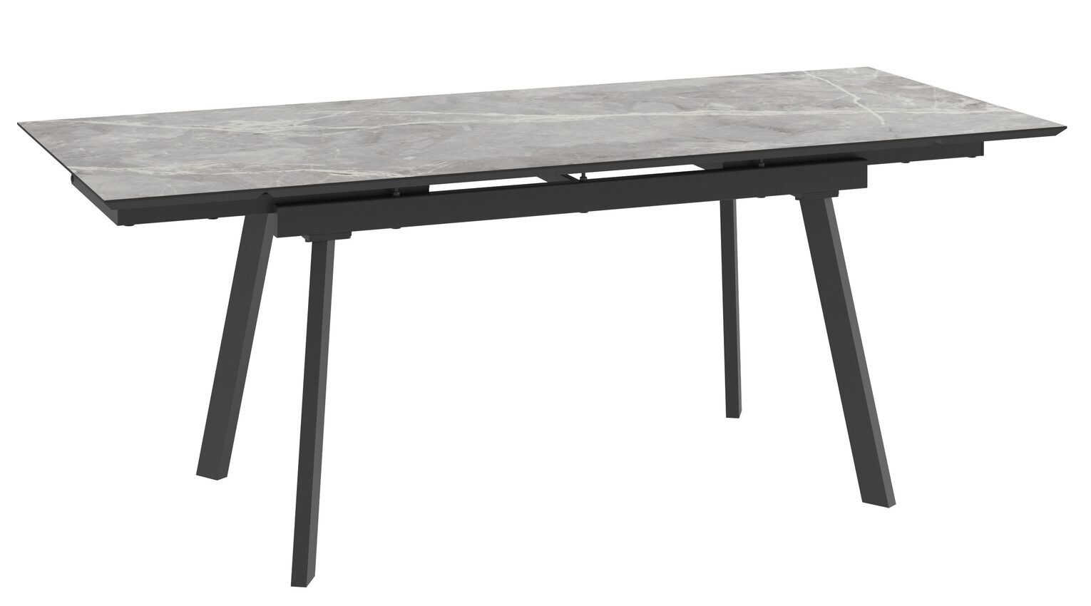 Стол MILANA FOUR-140, (30+30)x85, STONE GREY ST CER/ЧЕРНЫЙ