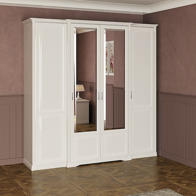 Шкаф Joconda 4-х дверный с зеркалами, Бьянко Шкаф Joconda 4-х дверный с зеркалами, Бьянко