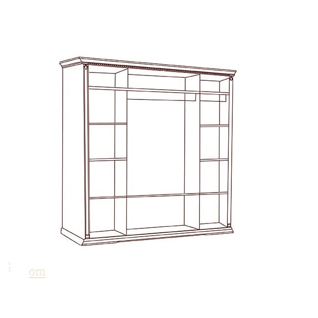 Шкаф Лоренцо 4-х дверный с зеркалами, дуб сторсанд