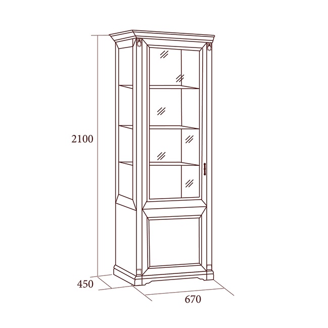 Шкаф для книг 1 -дв. правый Lorenzo вишня