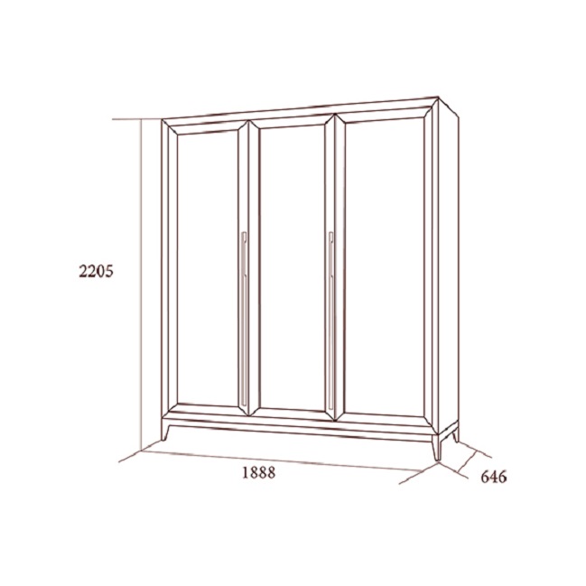 Шкаф Modena 3-х дверный без зеркал, орех Мокко