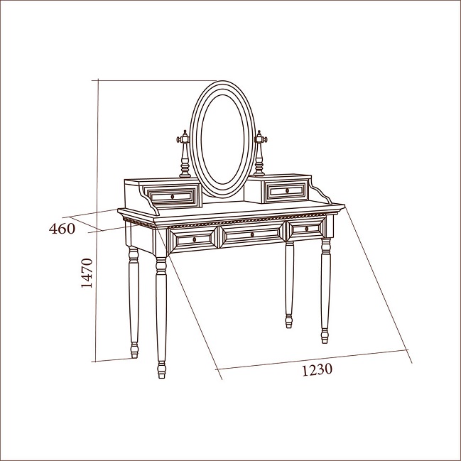 Стол туалетный Лоренцо с зеркалом, пудра