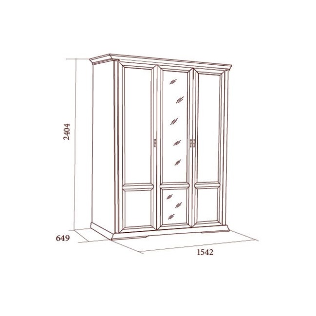 Шкаф Лоренцо 3-х дверный с зеркалами, дуб сторсанд 
