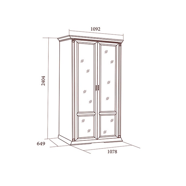Шкаф Лоренцо 2-х дверный с зеркалами, пудра