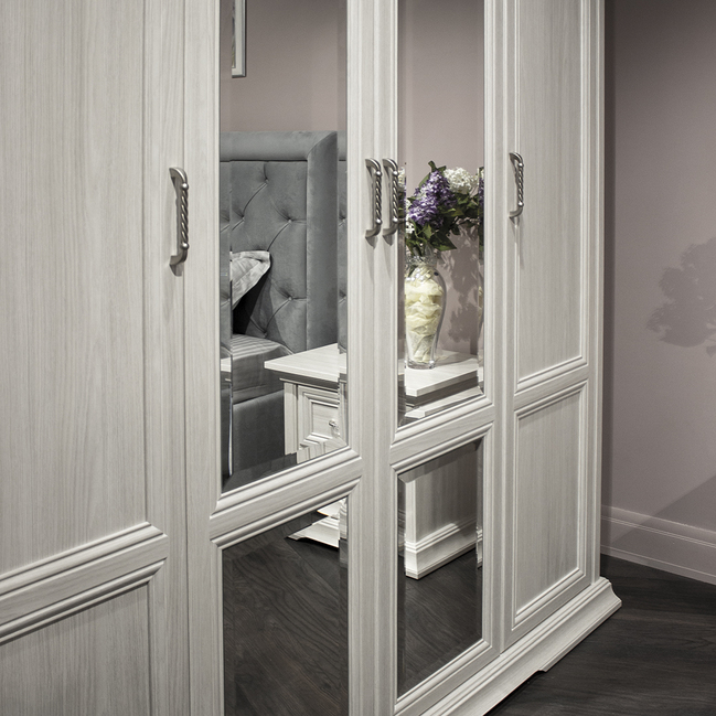 Шкаф Лоренцо 4-х дверный с зеркалами, дуб сторсанд