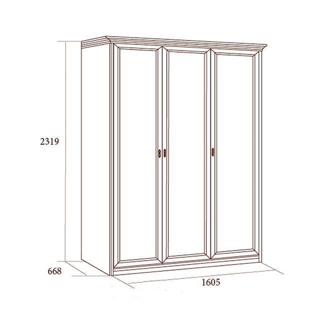 Шкаф 3-дверный без зеркал Екатерина,орех