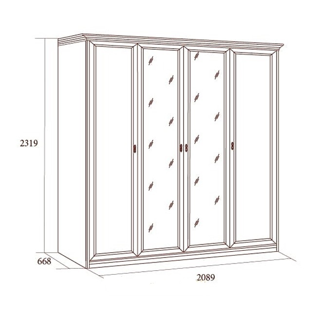 Шкаф 4-дверный Екатерина, орех