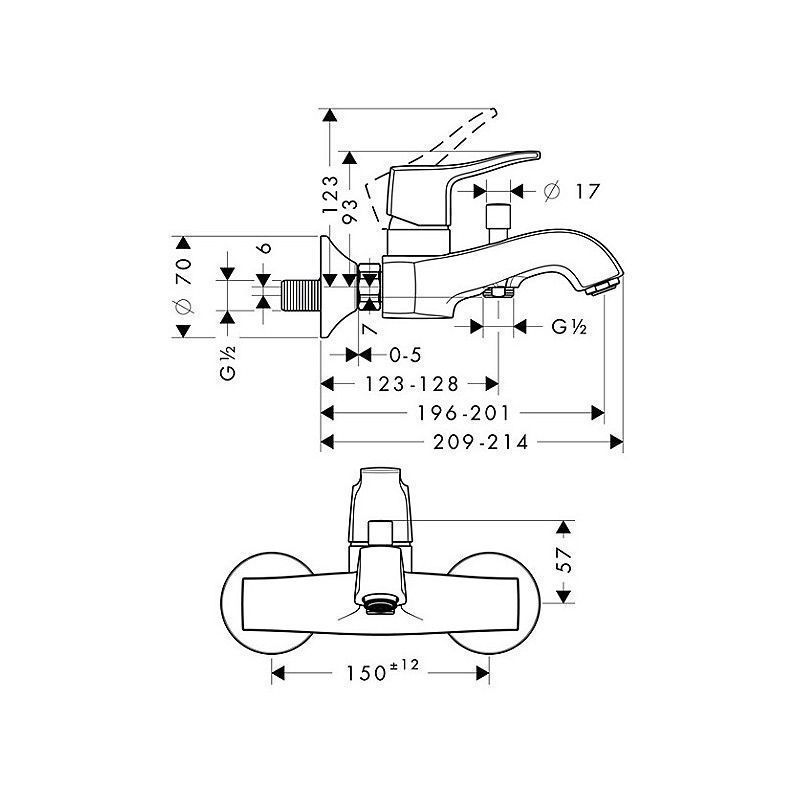 Смеситель для ванны Hansgrohe Metris Classic