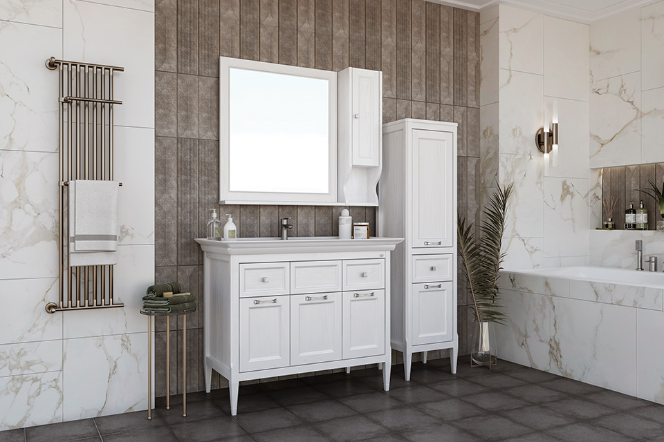 Комплект мебели для ванной Гранда 105 с пеналом