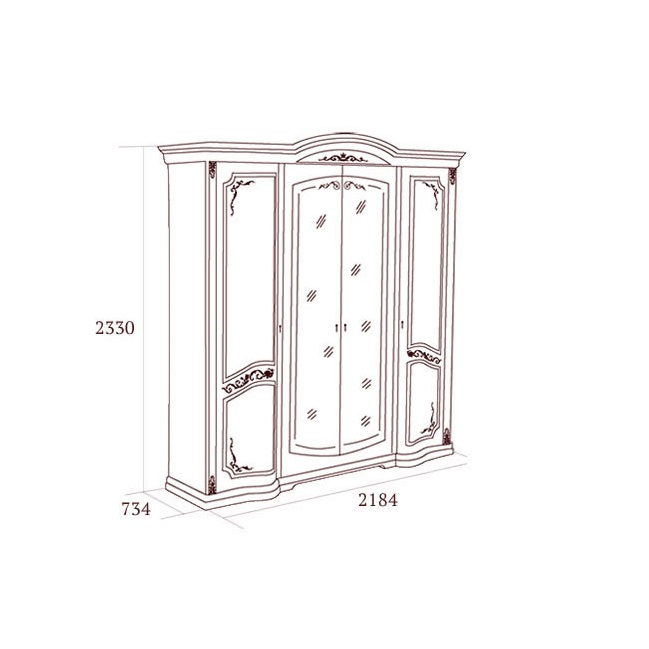 Шкаф Флориана 4-х дверный с зеркалами, беж