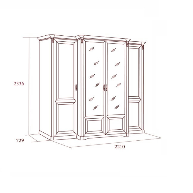 Шкаф Joconda 4-х дверный с зеркалами, Бьянко Шкаф Joconda 4-х дверный с зеркалами, Бьянко