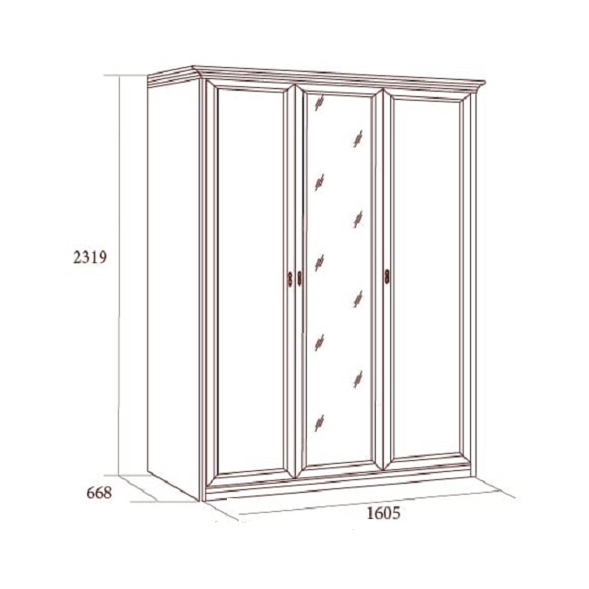 Шкаф 3-дверный Екатерина, орех