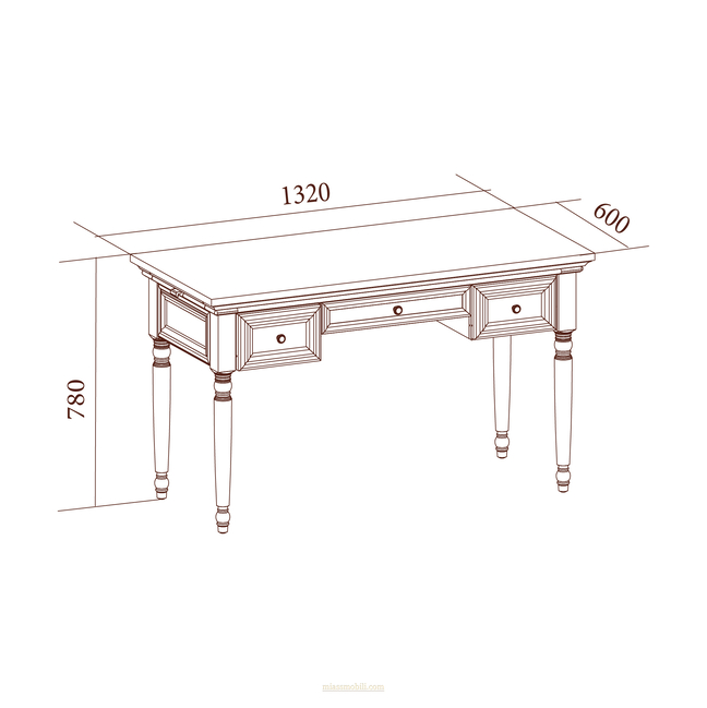 Стол письменный бестумбовый (стандарт) Lorenzo вишня