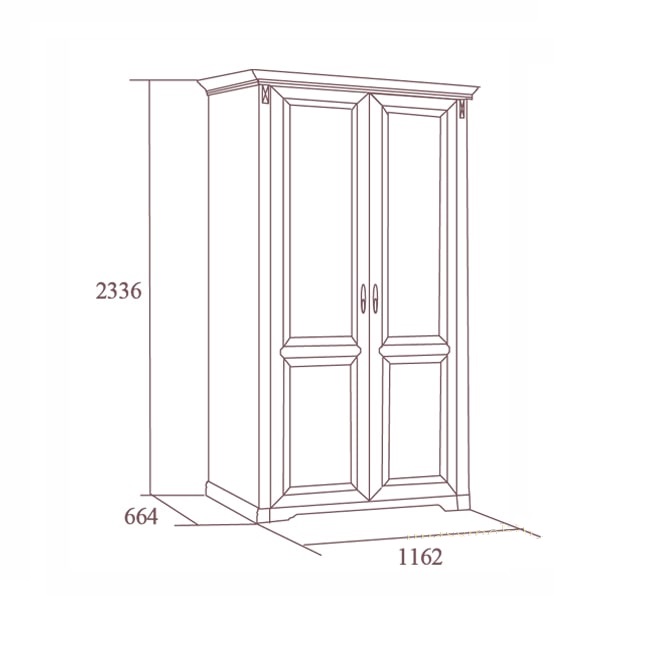 Шкаф 2-х дверный без зеркал Joconda, бьянко