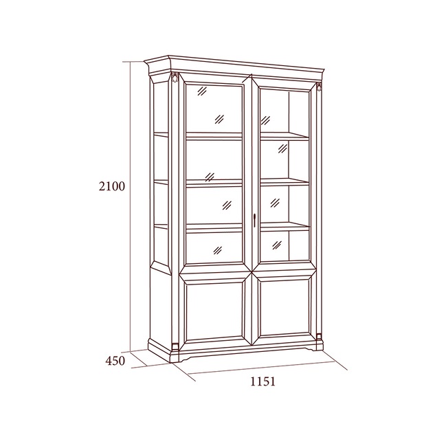 Шкаф для книг двухдверный Lorenzo вишня