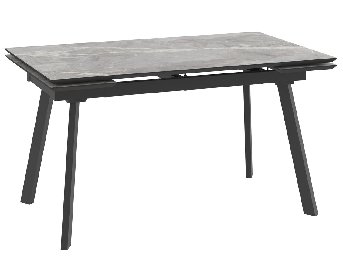 Стол MILANA FOUR-140, (30+30)x85, STONE GREY ST CER/ЧЕРНЫЙ