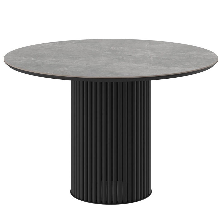 Стол ASKAR ROUND-116, круглый, DOLMEN GREY PREMIUM CER/ЧЕРНЫЙ 