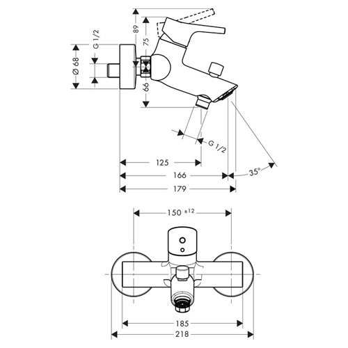 Смеситель для ванны Hansgrohe Talis S 