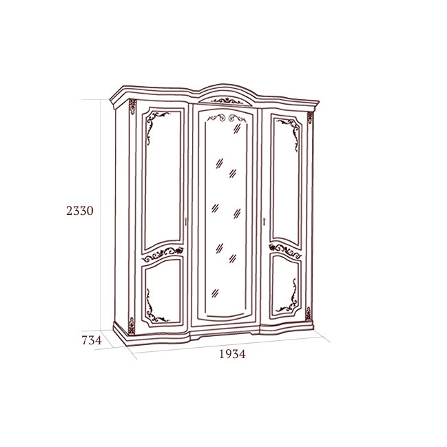 Шкаф Флориана 3-х дверный с зеркалами, беж