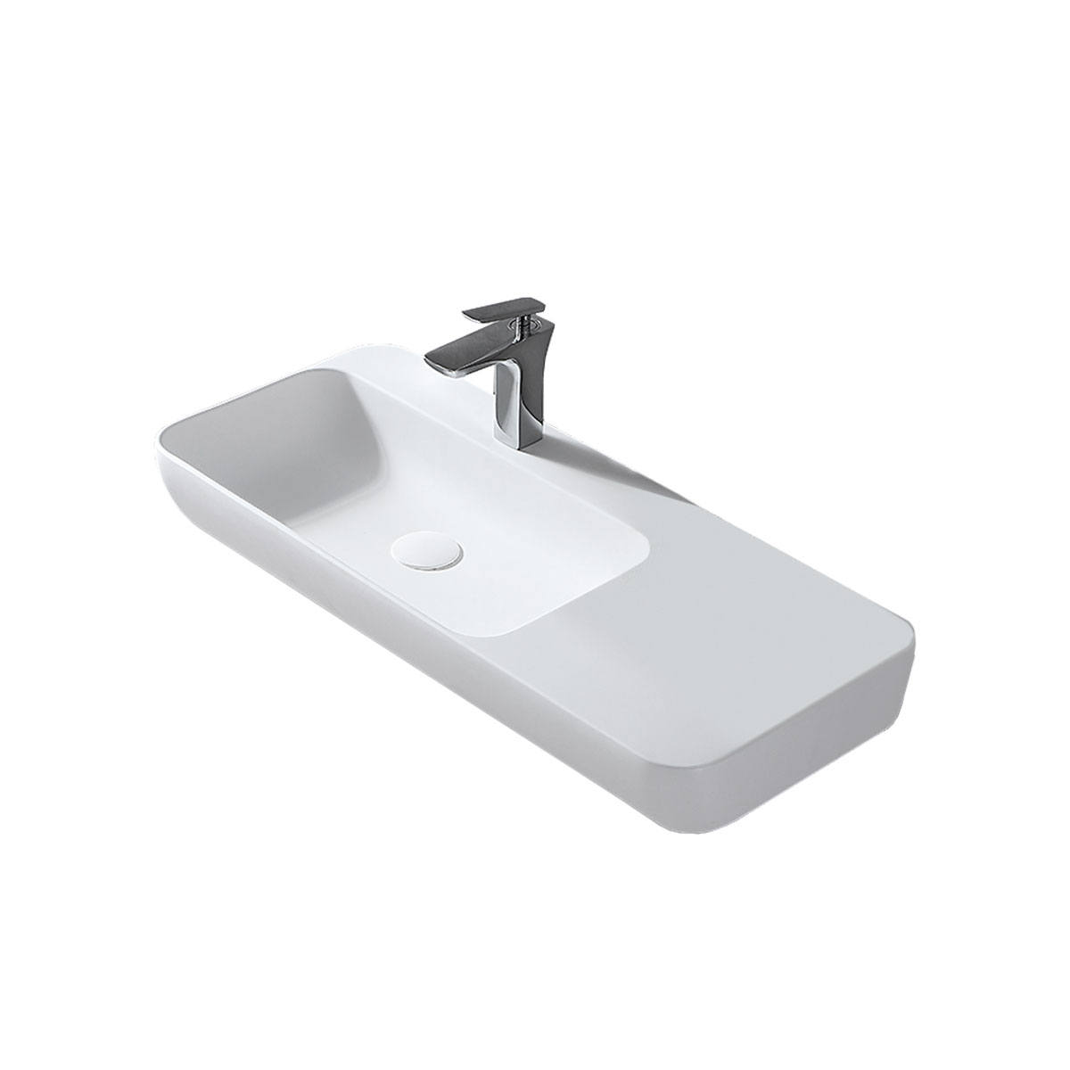 Раковина Solid Surface Vincea VWB-6S590MW, 900*400*120, подвесная, цвет белый матовый