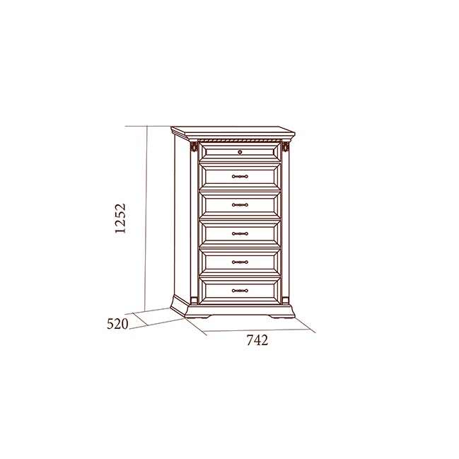 Комод К-6 Лоренцо, пудра