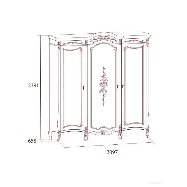 Шкаф Престиж 3-х дверный без зеркал, беж