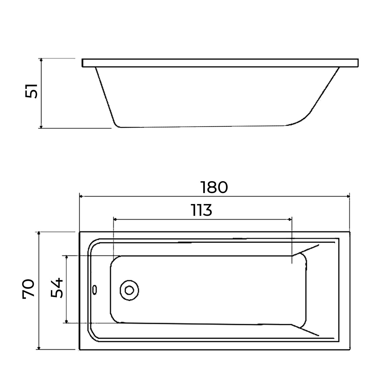 Акриловая ванна TONI ARTI Garda PL 180x70