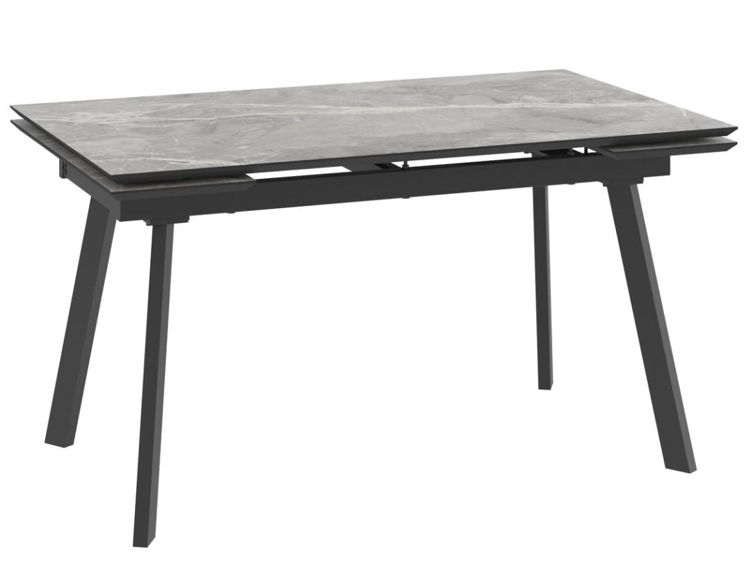 Стол MILANA FOUR-140, (30+30)x85, STONE GREY ST CER/ЧЕРНЫЙ