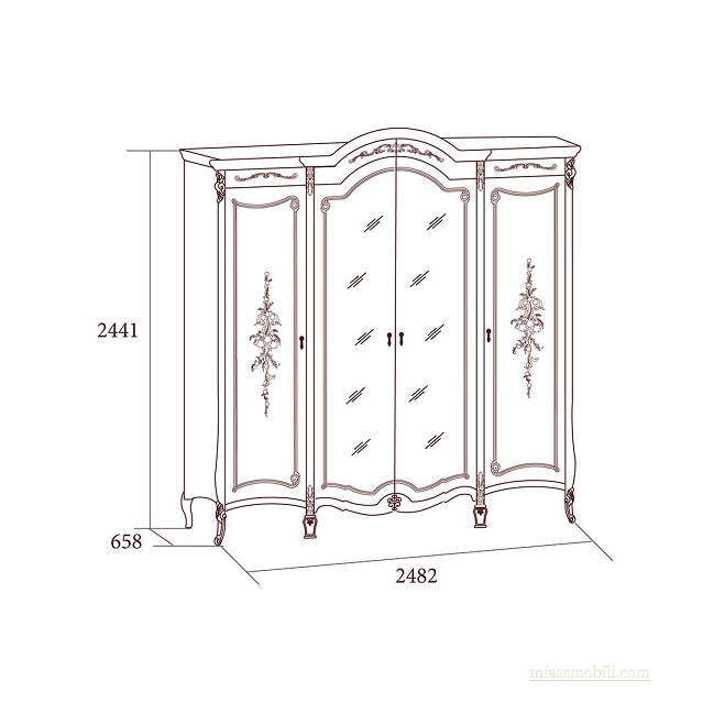 Шкаф Престиж 4-х дверный с зеркалами, беж