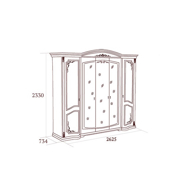 Шкаф Флорина 5-и дверный с зеркалами, беж