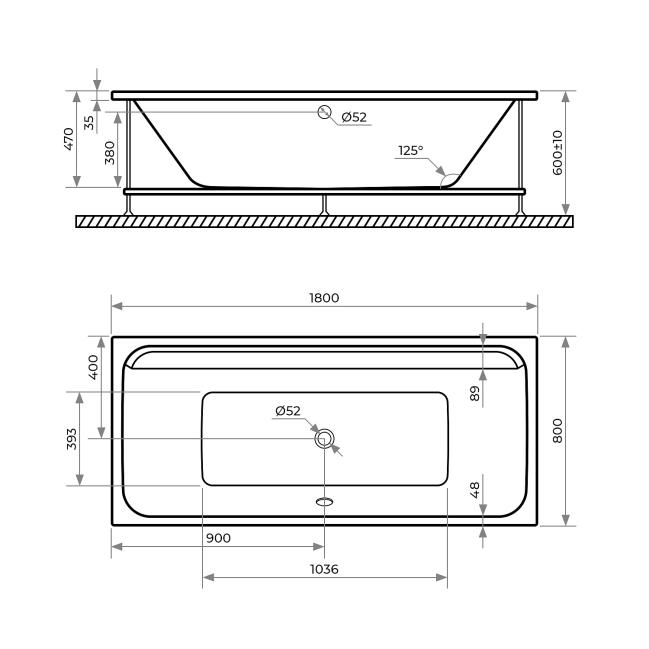Акриловая ванна TONI ARTI Amatrice PL 180x80