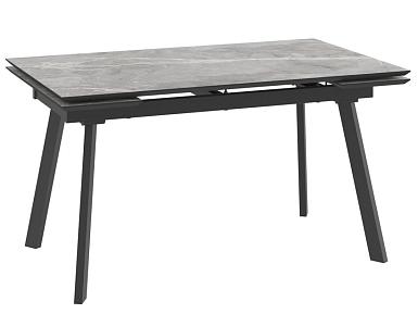 Стол MILANA FOUR-140, (30+30)x85, STONE GREY ST CER/ЧЕРНЫЙ