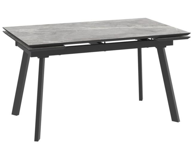 Стол MILANA FOUR-140, (30+30)x85, STONE GREY ST CER/ЧЕРНЫЙ