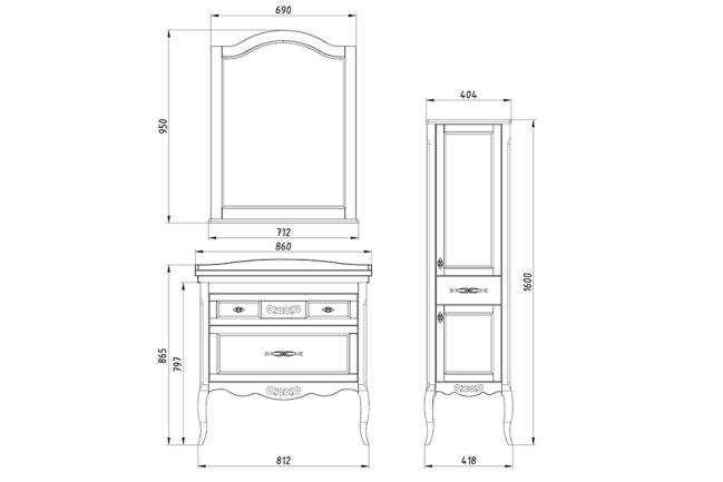 Комплект мебели для ванной Модерн 85 с пеналом