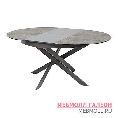 Обеденный стол дизайнерский круглый со столешницей из керамики под мрамор (арт 6828)