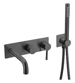 Встраиваемый смеситель для ванны и душа с изливом BOHEME UNO, черный матовый, 464-3-B