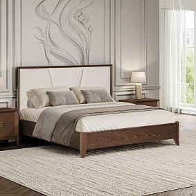 Кровать двойная с мягким элементом, без н/с 1600х2000 Modena, орех Мокко