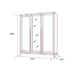 Шкаф Modena 3-х дверный с зеркалами, дуб сатин