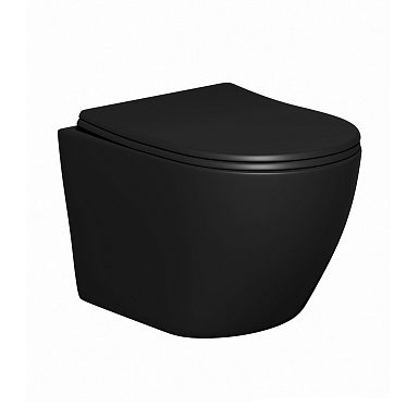 Унитаз подвесной TONI ARTI Russi с сиденьем с микролифтом, черный матовый