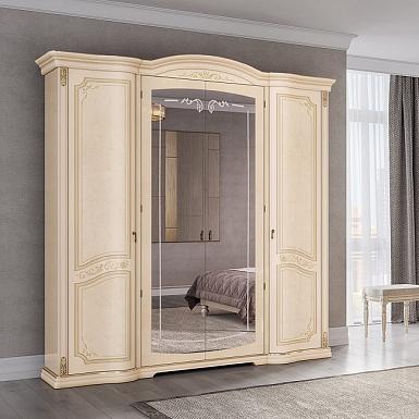 Шкаф Флориана 4-х дверный с зеркалами, беж