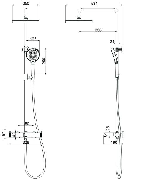 Душевая стойка Rim VSFS-2RM1BG, брашированное золото