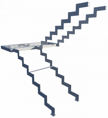 Каркас лестницы на двойном косоуре из листового металла