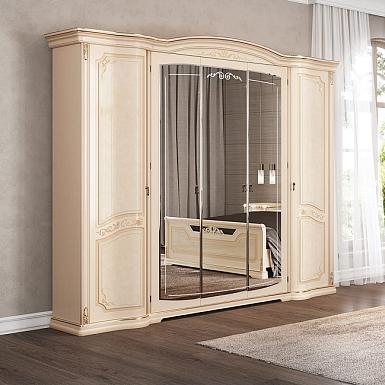 Шкаф Флорина 5-и дверный с зеркалами, беж