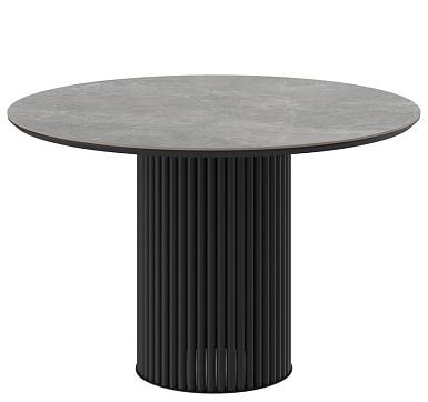 Стол ASKAR ROUND-116, круглый, DOLMEN GREY PREMIUM CER/ЧЕРНЫЙ 