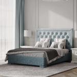 Кровать Лоренцо без н/с, 1800х2000, дуб сторсанд, мягкая голубая