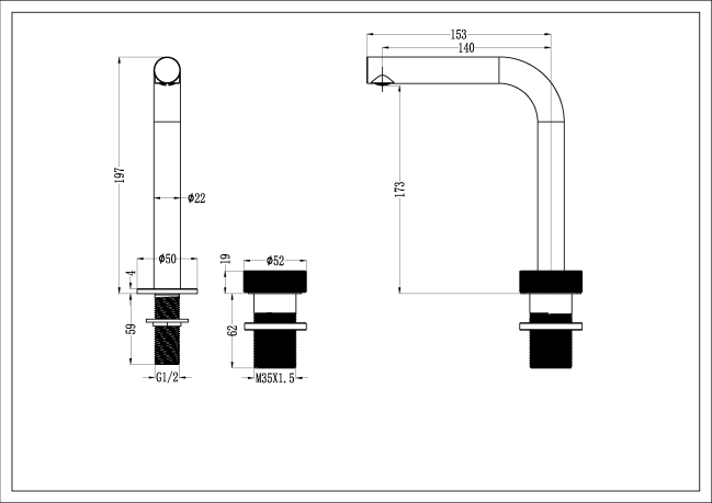 Смеситель автоматический для раковины на 2 отв. BOHEME TECH BLACK, черный матовый, 158-B