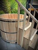 Фурако круглая из кедра с внешней дровяной печью 