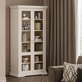 Шкаф для книг двухдверный стекло Lorenzo вуаль
