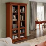 Шкаф для книг двухдверный стекло Lorenzo вишня