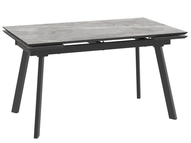 Стол MILANA FOUR-140, (30+30)x85, STONE GREY ST CER/ЧЕРНЫЙ